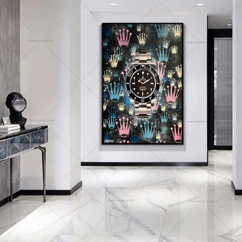 Motivational Street Graffiti Art Poster Luxury Watch Pop Art Canvas Painting Cuadros Wall Art Picture Home Decor No Frame view 3