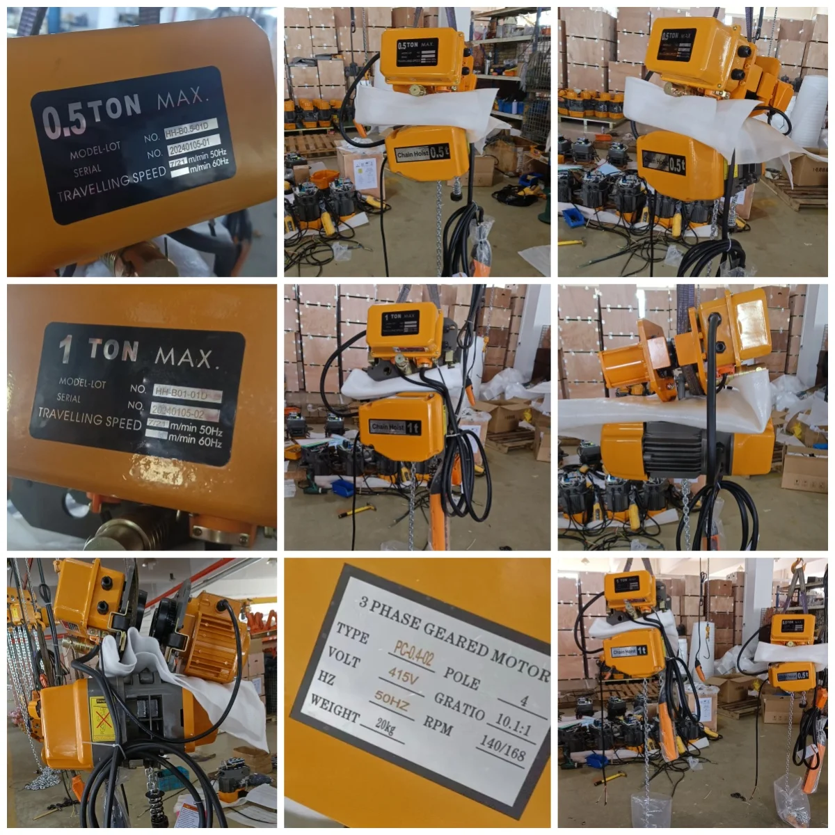 VOHOBOO Single Chain Electric Chain Hoist With Trolley & Hook 0.25t-2t EQ Type 380v Steel Material For Retail & Hotel Industries