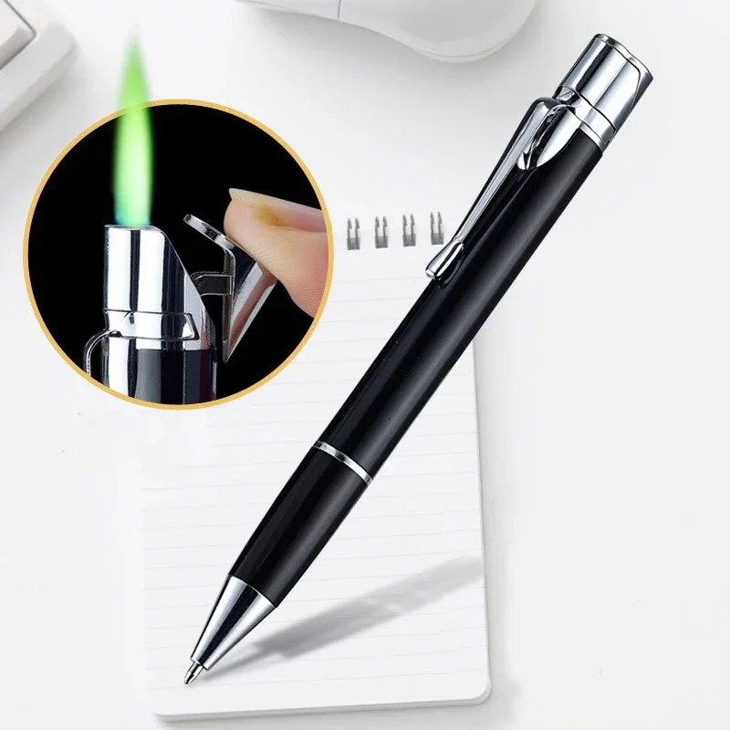 New Round Pen Inflatable Windproof Lighter Multi functional True Pen Gas Direct Charge Personalized Signature Pen Business Gift