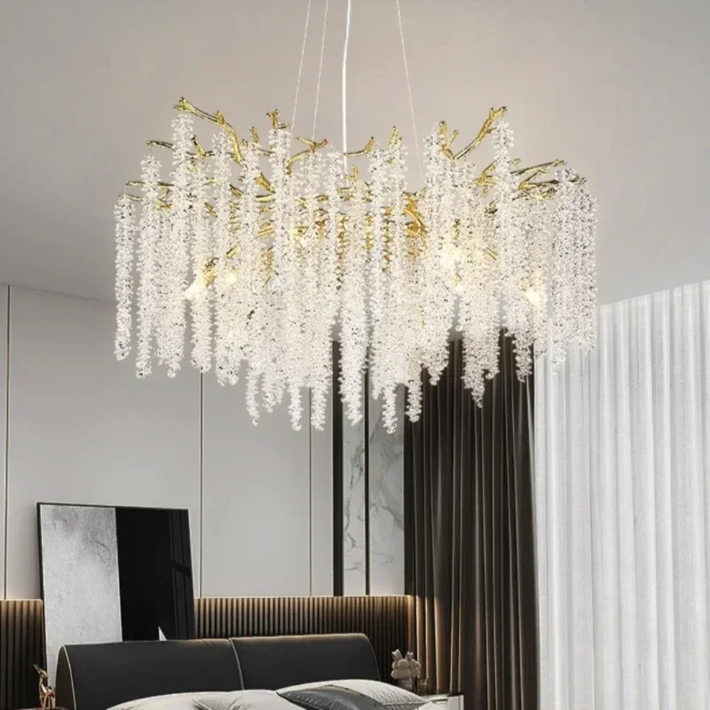 Modern Crystal Ceiling Chandelier For Bedroom Hallway Living Dining Room Kitchen Gold Crystal Branch Hanging Chandeliers