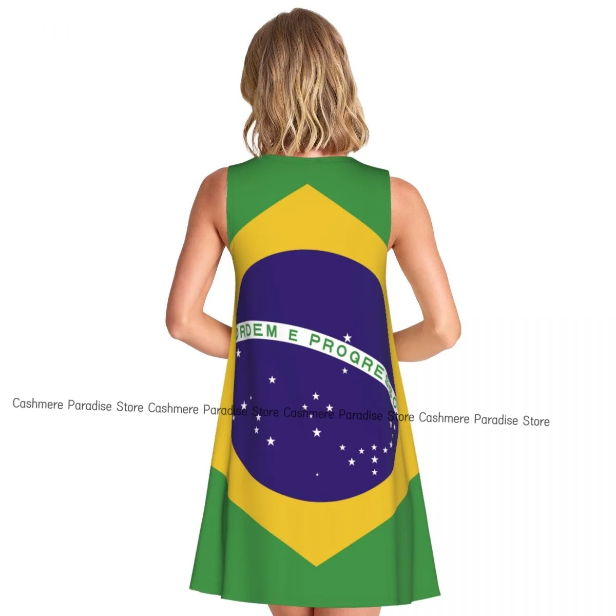 여성용 드레스 브라질 국기 여름 캐주얼 티셔츠 드레스 비치 커버업 탱크 드레스