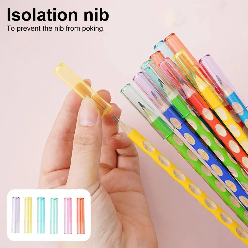 30Pcs/Set 4.5cm Pencil Cover Assorted Colors Clear Vent Hole Mini Protective Plastic Kids Wooden Pencil Extender School Supplies