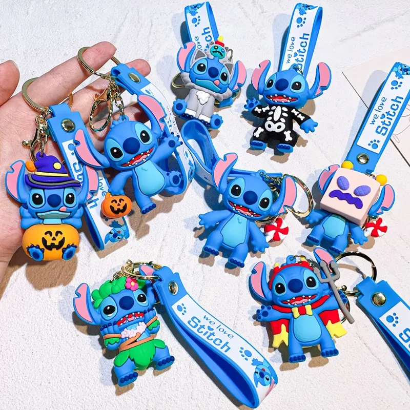 

New Stitch Halloween Series Doll Keychain Cartoon Backpack Pendant Kawaii Car Key Accessories Children's Birthday Gift