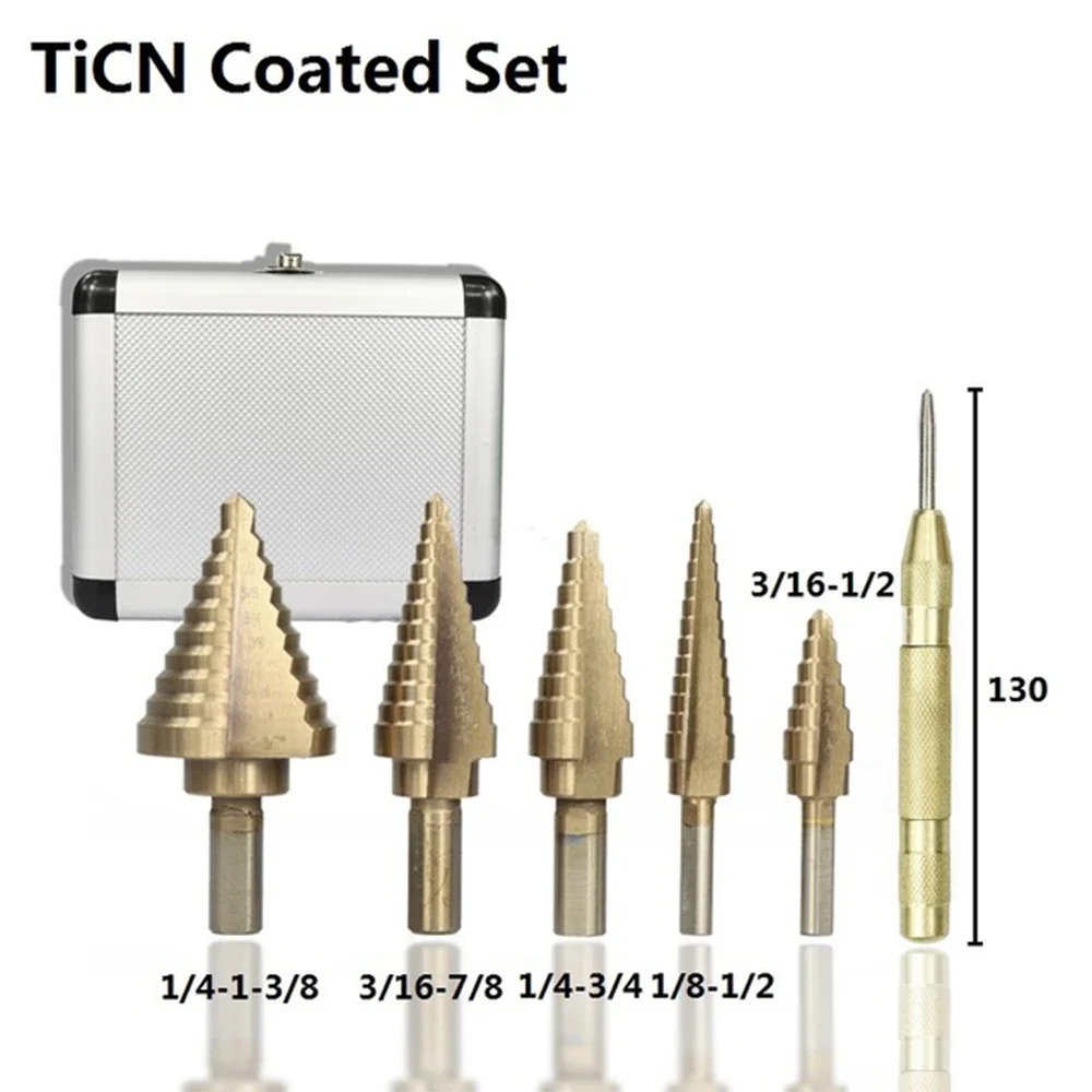 Cobalt Step Drill Bit with Center Punch HSS Hole Cutter for  Wood Metal  Cone