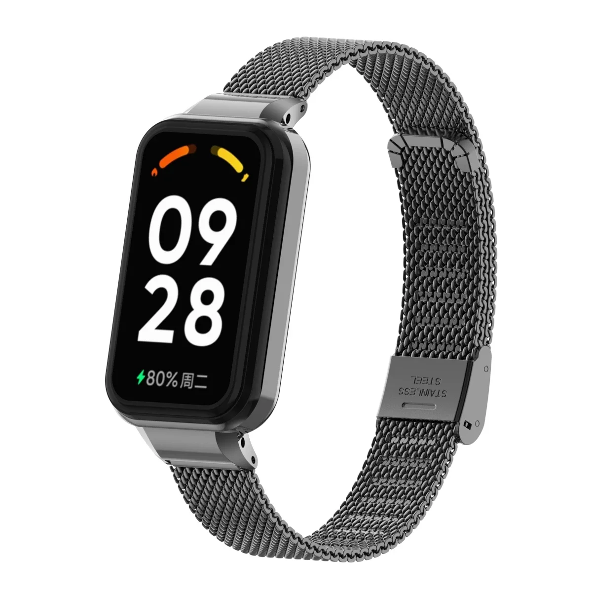 Suitable for Redmi Band 2 watchband, stainless steel mesh watchband metal protection frame Redmi Band 2 replacement band