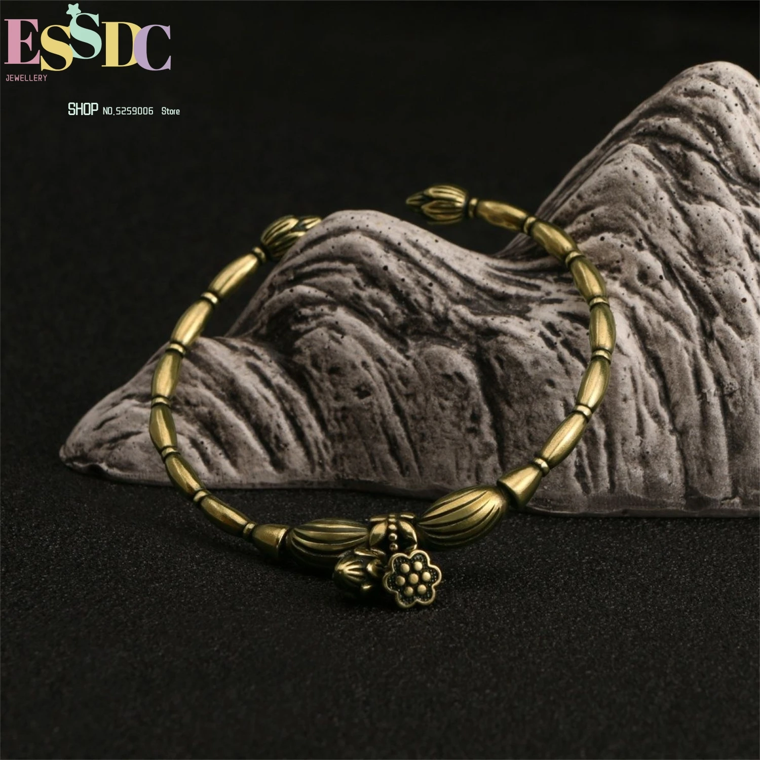 

Бамбуковый браслет с стружкой лотоса, винтажный медный открытый браслет с манжетами, китайские этнические украшения в стиле бохо для женщин, реквизит для фотосессии, модный браслет