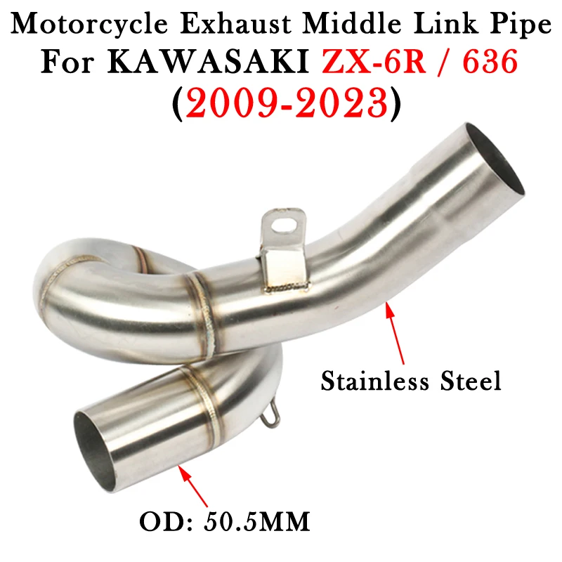 Slip On For KAWASAKI ZX-6R ZX6R ZX636 ZX 6R 636 2009 - 2022 2023 Motorcycle Exhaust Modify 51MM Escape Muffler Middle Link Pipe