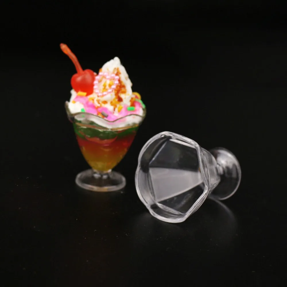 17PCS/Set 1:12 Dollhouse DIY Pretend Play Kitchenware Toy Transparent Model Toy Miniatures Tableware Plastic Mini Cups