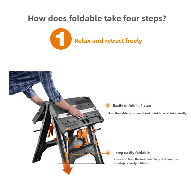 Multifunctional Work Tool Table WX051 Mobile Portable Woodworking Console Saw Table Folding Tool