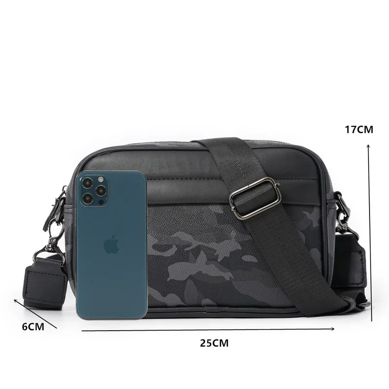 Fashion Camouflage Crossbody Bag Men PU Leather Men's Crossbody Bags Sling Shoulder Bags Male Luxury Crossbody Messenger Handbag