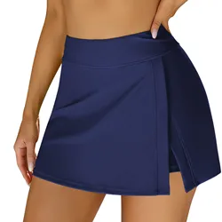 Bikini Bottom Womens Swim Skirt Built-in Briefs Shorts Skirt Layered Ruffled Swim Bottoms Solid Swimming Shorts Skirt For Sports