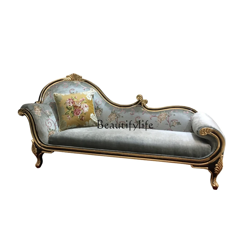 

*French fabric chaise longue, European beauty couch, American neoclassical embroidery recliner