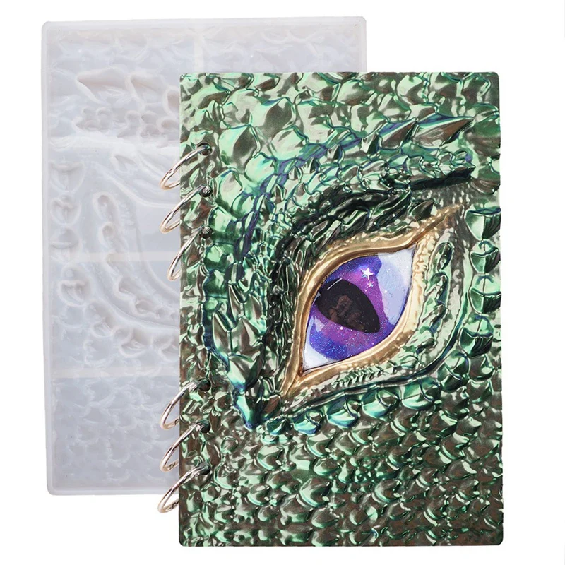 A98E-2 pezzi copertina del libro fai da te stampo in resina epossidica di cristallo drago occhio custodia per notebook specchio stampo in silicone