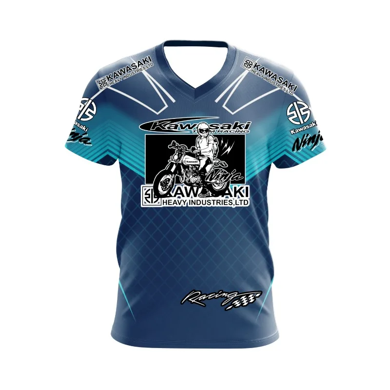 2025 الصيف دراجة نارية الرياضة كاواساكي دراجة نارية فريق شعار في الهواء الطلق على الطرق الوعرة المنافسة المشجعين الرجال سباق الدراجات النارية تي شيرت #1