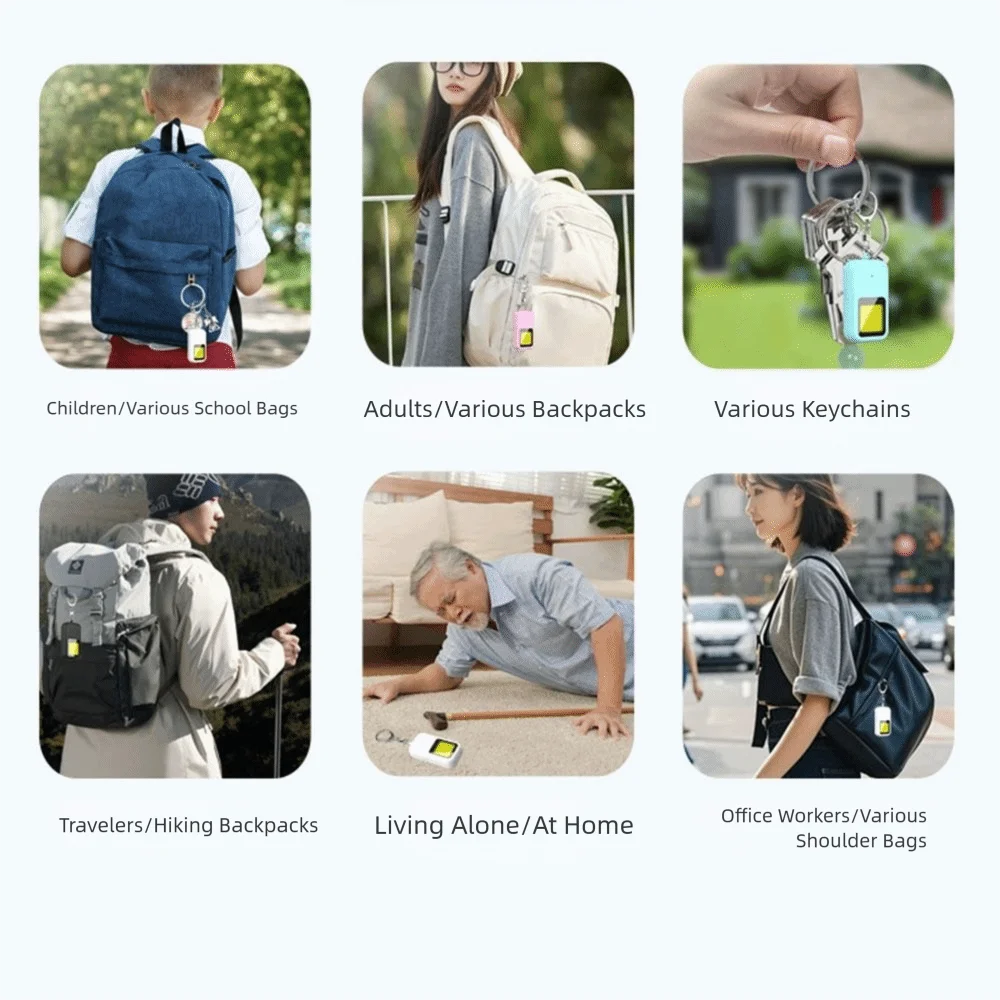 130 DB Safe Sound Personal Alarm Low Battery Notice 2 Modes Alarm Self Defence Alarm Keychain LED Strobe Light with Hanging Hook