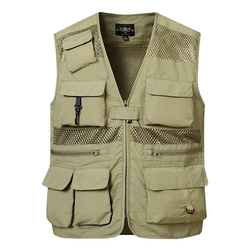 5XL Plus Size Multi-pocket Fishing Photography Vest Men's Summer Mesh Breathable Outdoor Sports Vests Detachable Waistcoat