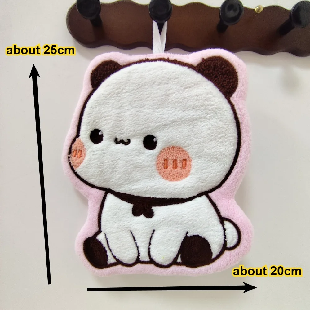 2 Pieces Coral Fleece Hand Wipe Towel Cute Dudu Bubu Hanging Hand Towel Large Absorbent Towel for Kitchen Bathroom Handkerchief - view 6