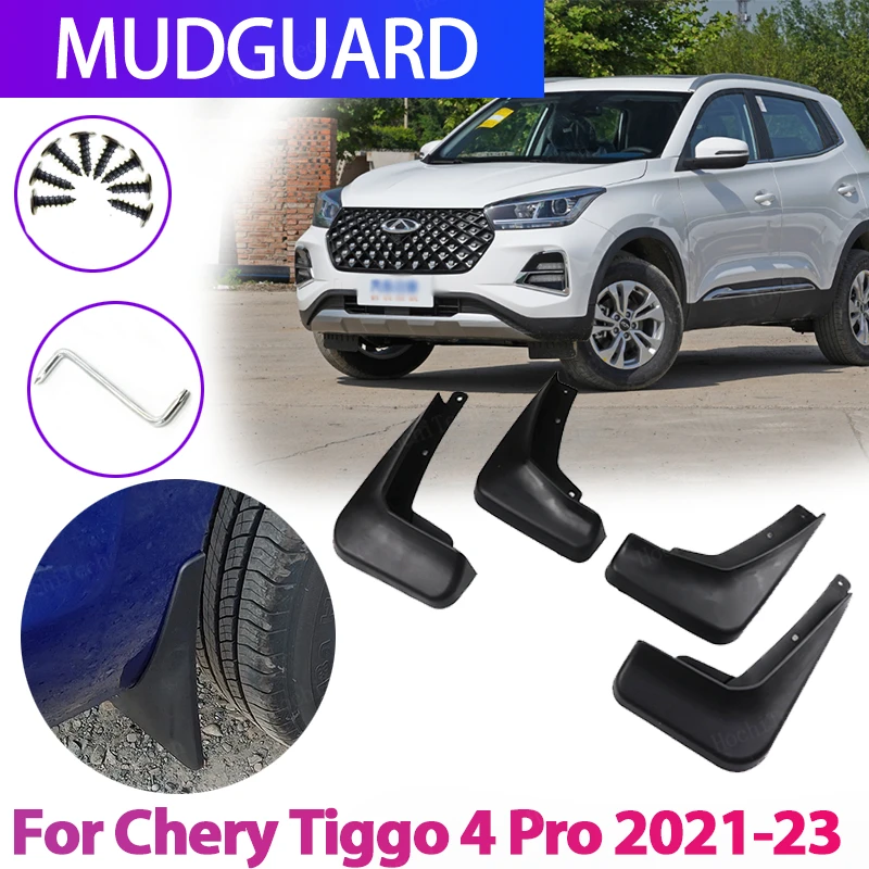 4Pcs/set Plastic Splash Guards Fender Mud Flaps Mudguards For Chery Tiggo 4 Pro 2021 2022 2023 Mudflaps Splash Guards