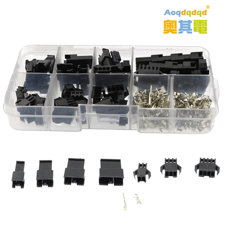 

200PCS SM type 2.54 terminal connector, five each of 2/3/4/5PIN, male terminal and female terminal set, 200 pieces