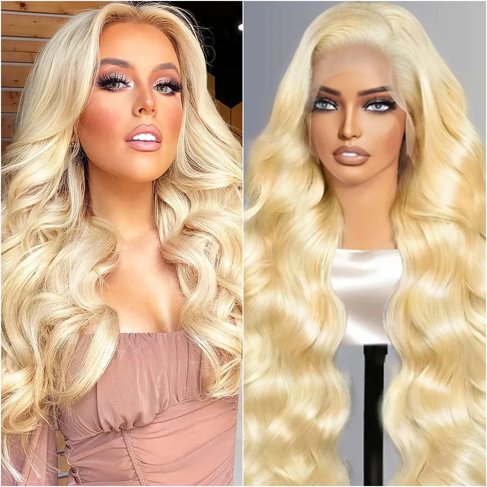 

40 Inch 613 HD Lace Frontal Wig 13x6 Body Wave 100% Human Hair Wig Blonde 13x4 Transparent Lace Front Wigs for Women 220 Density