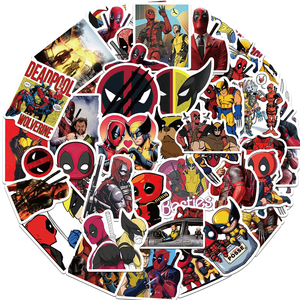 10/30/50PCS Deadpool 3 Wolverine Stickers Cool Marvel Movie Decals Waterproof Graffiti Toys For Kids DIY Motorcycle Phone Laptop