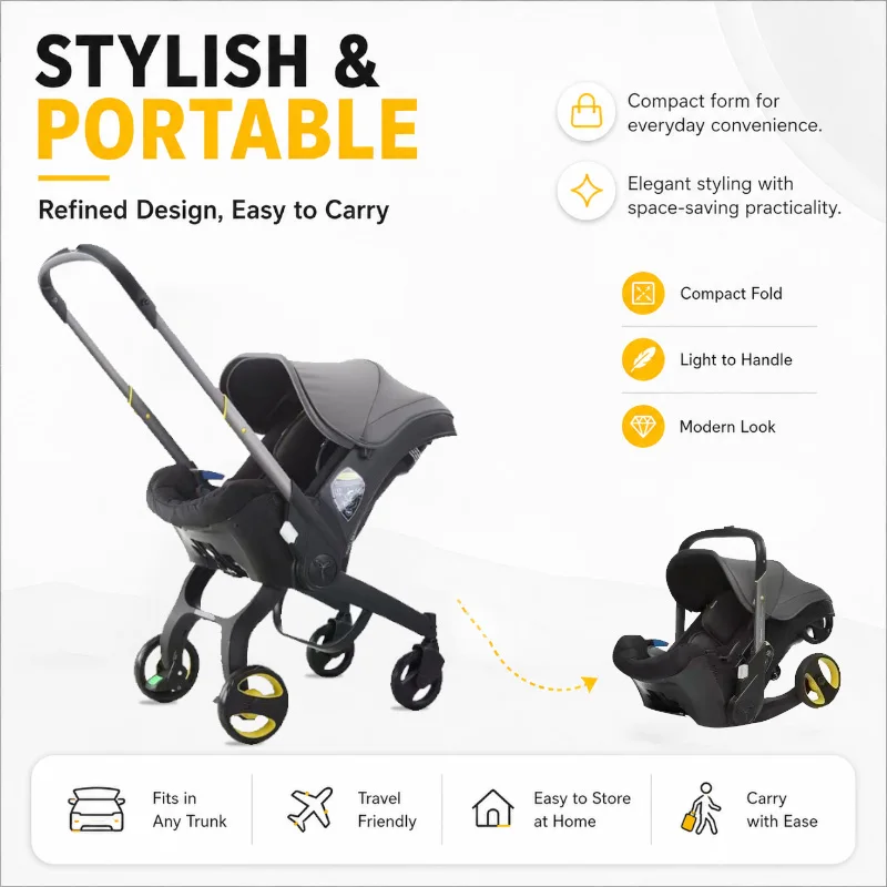

Lightweight Foldable Stroller | Metal Frame and All-Terrain Stroller with One-Step Fold/Brake, Storage Basket, Sunshade, aaby Ha