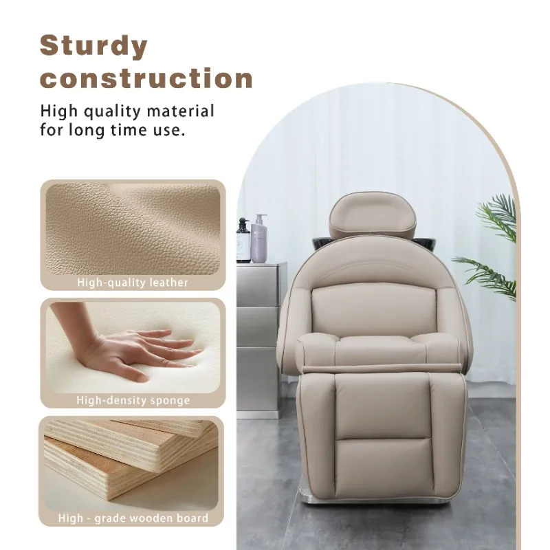 

Оптовая продажа, современный дизайн, электрическое регулируемое кресло для шампуня, насадка для душа, терапевтическое массажное кресло, кожаная ткань