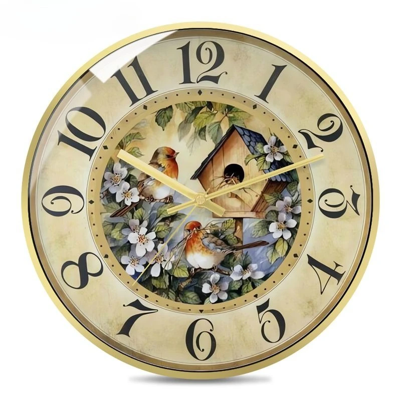 Genuine 14inch Retro European American Simple Clock, Silent Wall Clock, Living Room Bedroom Decoration Painting Quartz Clocks
