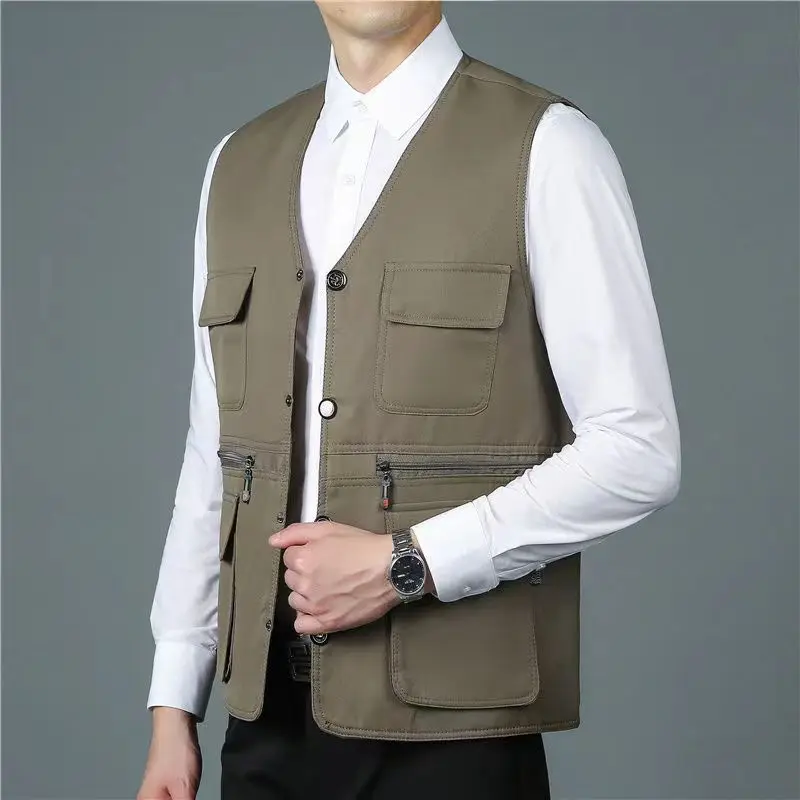 Men's Outdoor Casual Vest New Multi-Pocket Breathable Hiking Fishing Sports Jacket High Quality Design Men's Casual Vest