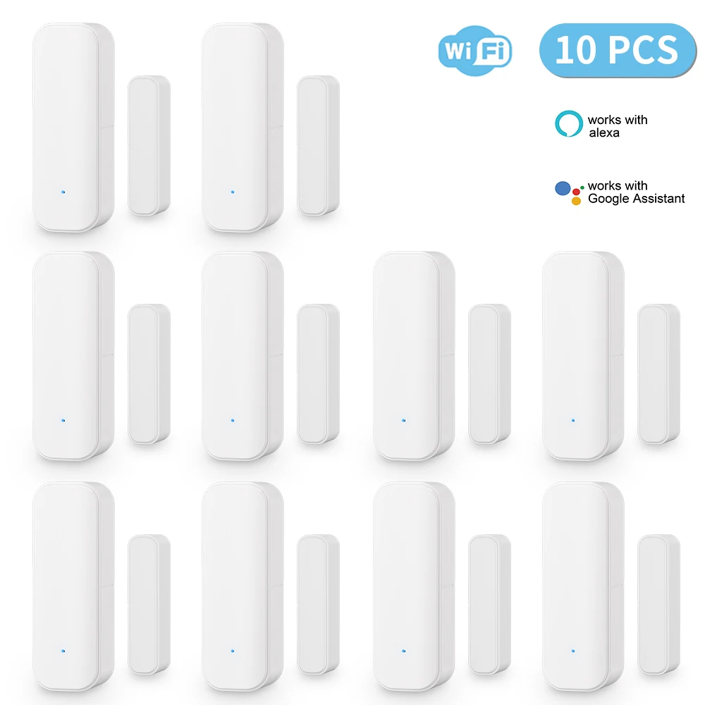 

1PC 2PC 5PC 10PCS Wifi Door Sensor Tuya Window Entry Sensor Security Burglar Door Sensor Alarm Smart Life Magnetic Door Sensor