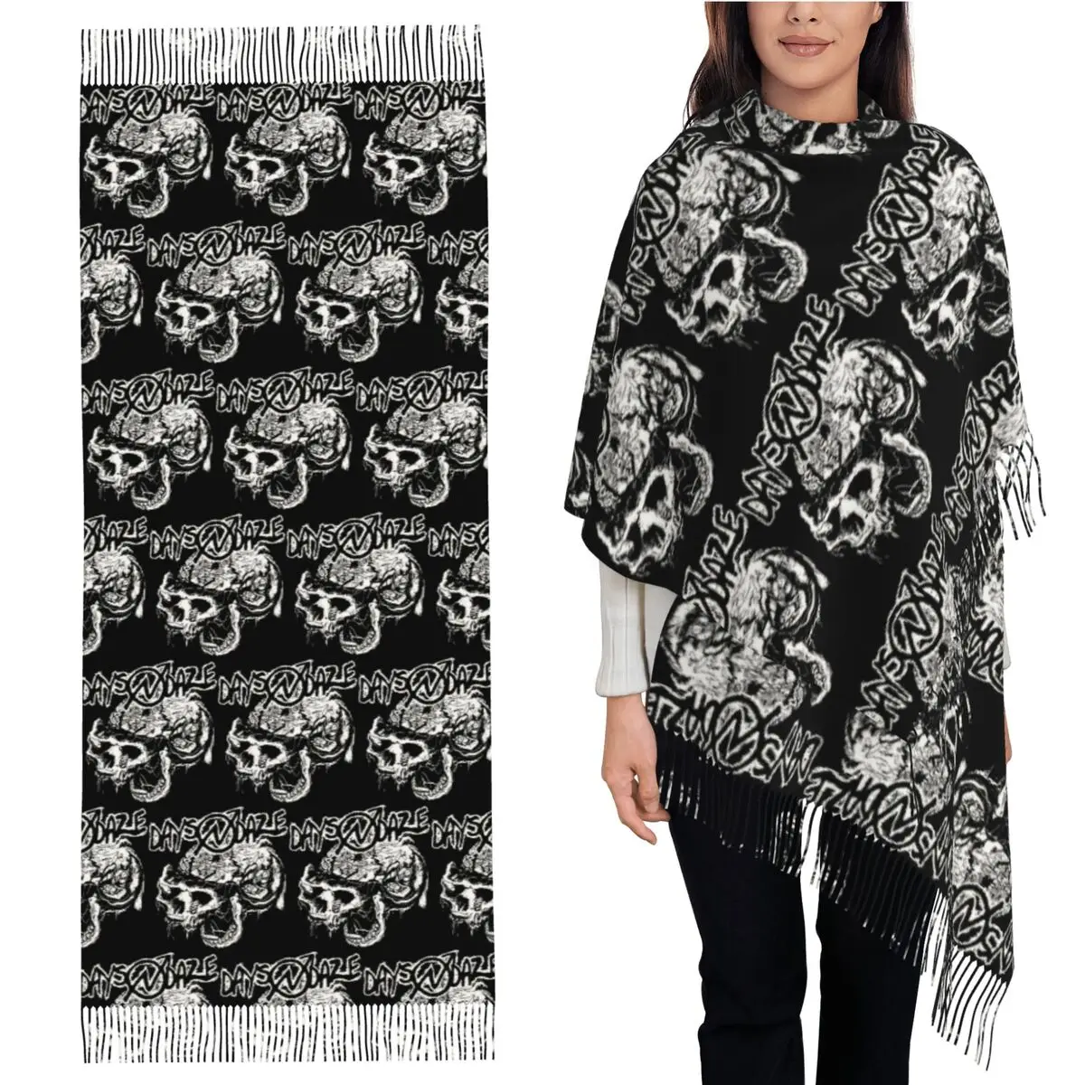Days N' Daze Folk Punk Sciarpa Sciarpe con nappe per donna Scialli e stole morbidi e caldi Grande scialle autunno inverno