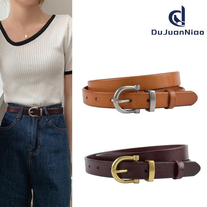 

Top layer cowhide genuine leather women's belt simple retro women's belt with jeans casual pants