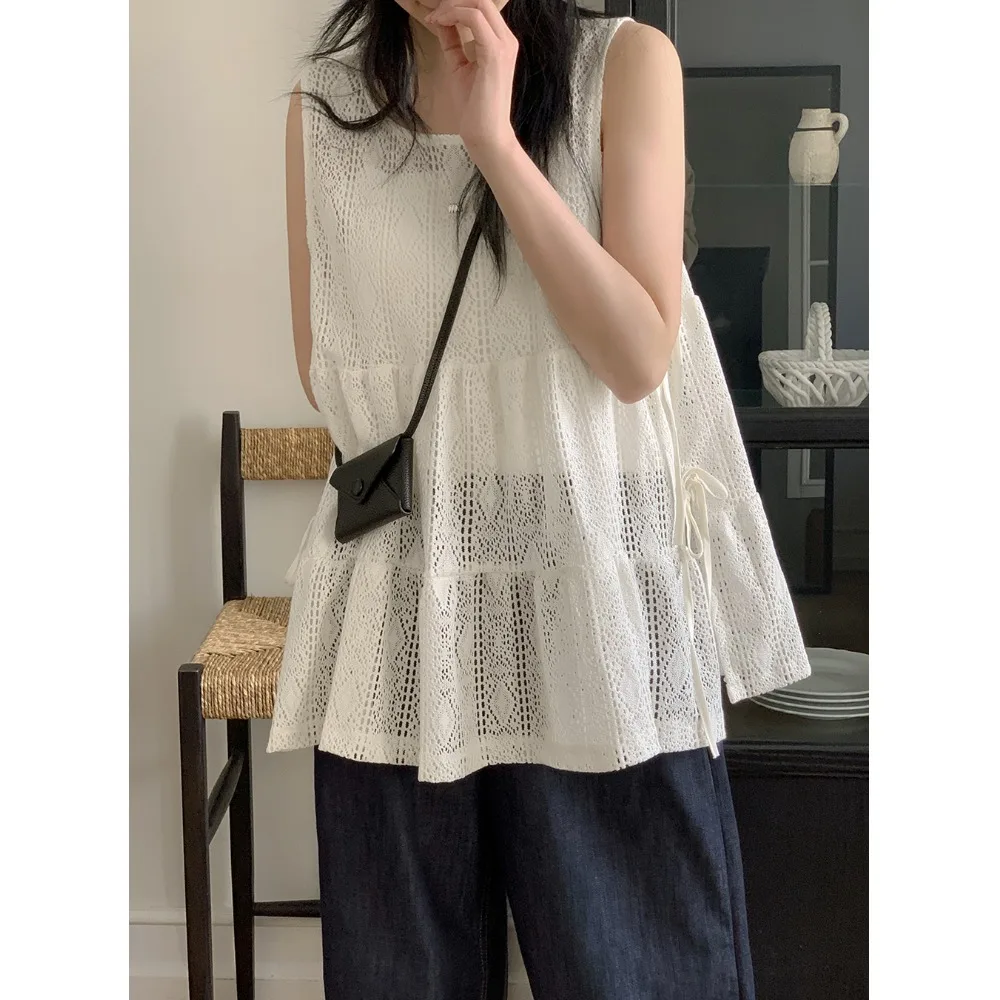 夏の新作 Sle レディース レースタイ 多用途 レイヤードベスト 年齢対応デザイン トレンディトップ 韓国 Sle インナーウェア レギュラーフィット