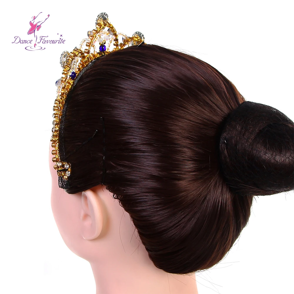 HB051 Gold Sequin Ballet Tiara Hair with Royal Blue Stone Accessories Girls Ballerina Headdress