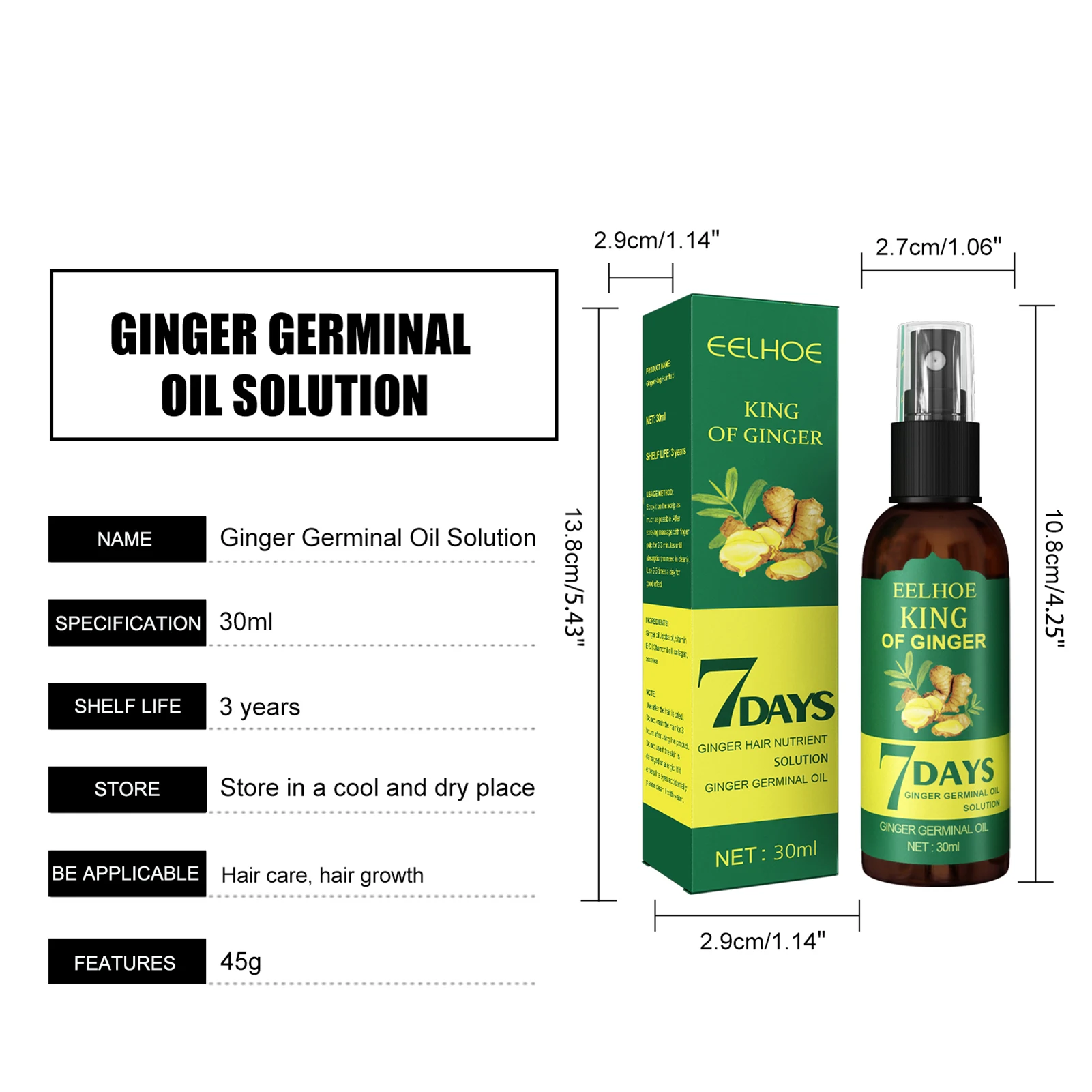 Ginger Hair Growth Serum Sprayer Hair Regrowth s Grow Thicker Longer Hair Accelerate Hair Growth For Men And Women