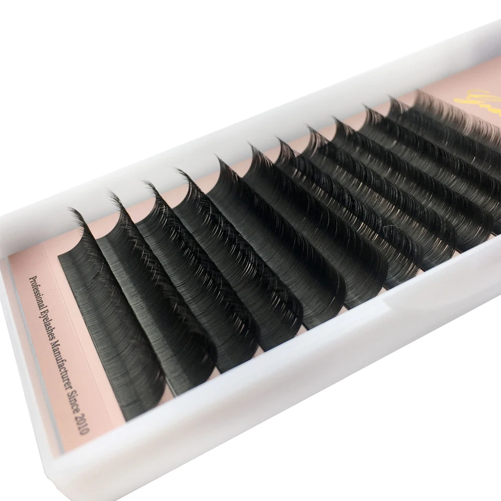 Goddess Flat Ellipse Eyelash Split Tips Matte Gray Black Color Super Soft Gentle Natural Eyelash Extension Flat Shape Lashes