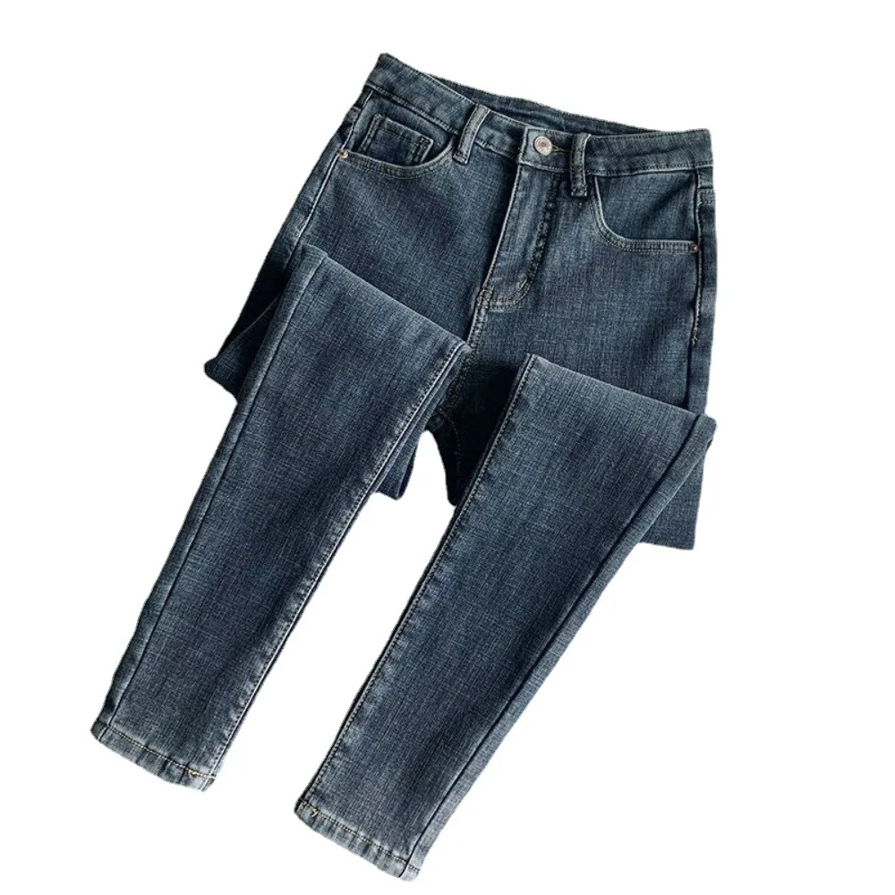Jeans hose Frühling Herbst Jeans für Frauen hohe Taille dünne warme dicke Jeans Damen hochela tische Stretch Jeans Damen bekleidung