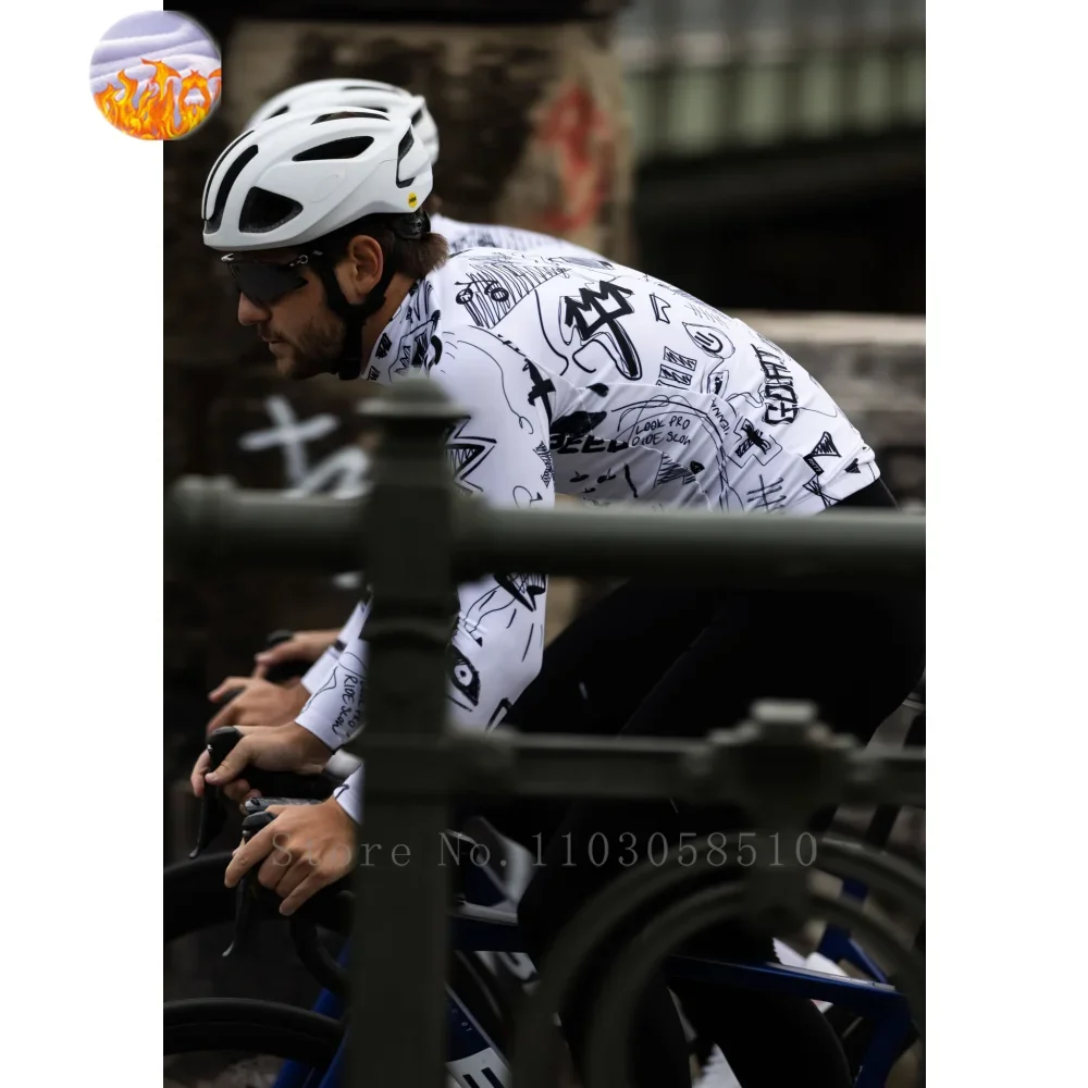 

RH77 Road Bike Cycling Jersey Fleece Clothing Man Winter Thermal fleece Men's Mountain Bikes jersey windproof Maillot Clothes