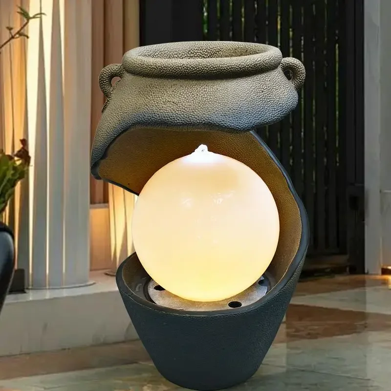 Circulating water, flowing water ornament, garden light, landscaping light, flower-growing water fountain, outdoor balcony