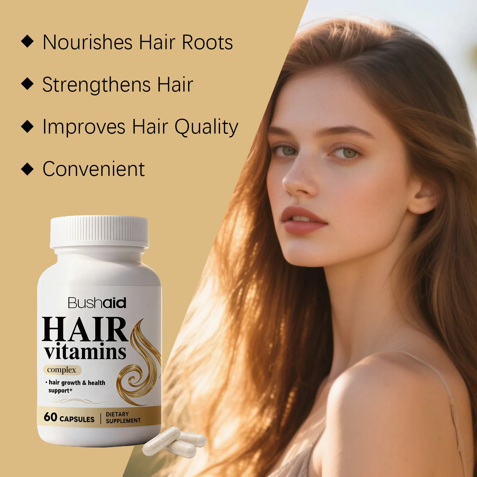 Hair Growth Vitamin Capsules Hydrolyzed Collagen with Vitamin C Nutrition Supplement Reduce Hair Loss Improve Dry Brittle Hair