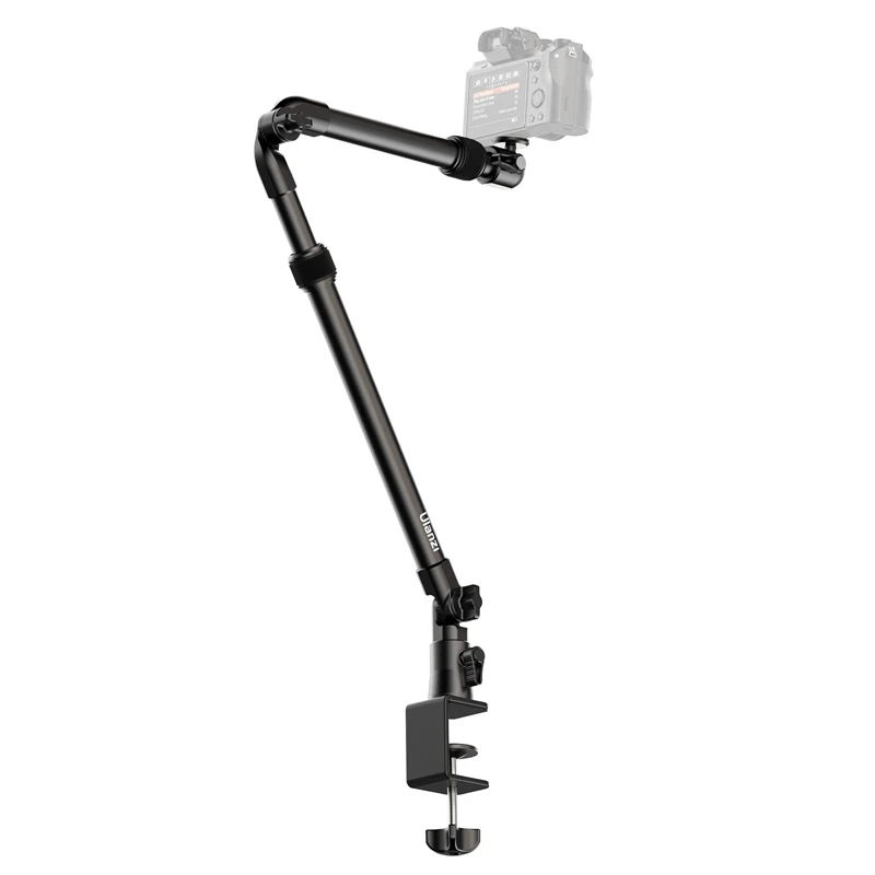 Ulanzi ZJ02 Camera Desk Mount with Holding Arm 4.8cm C-Clamp Flexible Adjustment Extend to 65cm Arm for Still Life Photography