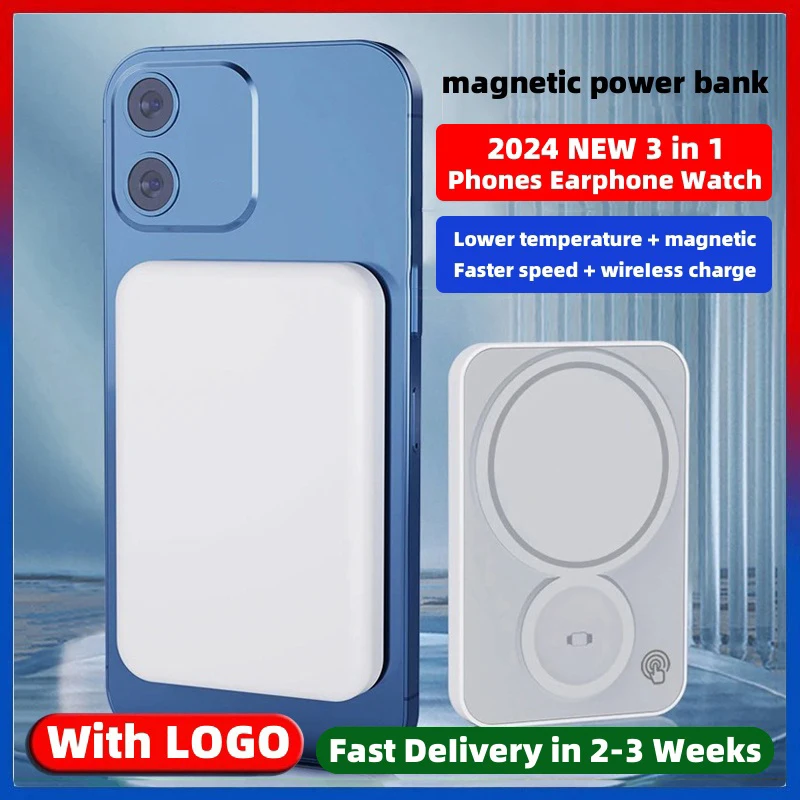 

Magnetic Power Bank For Apple iPhone Watch AirPods Pro Mini Powerbank Portable Wireless Charger Phone External Auxiliary Battery