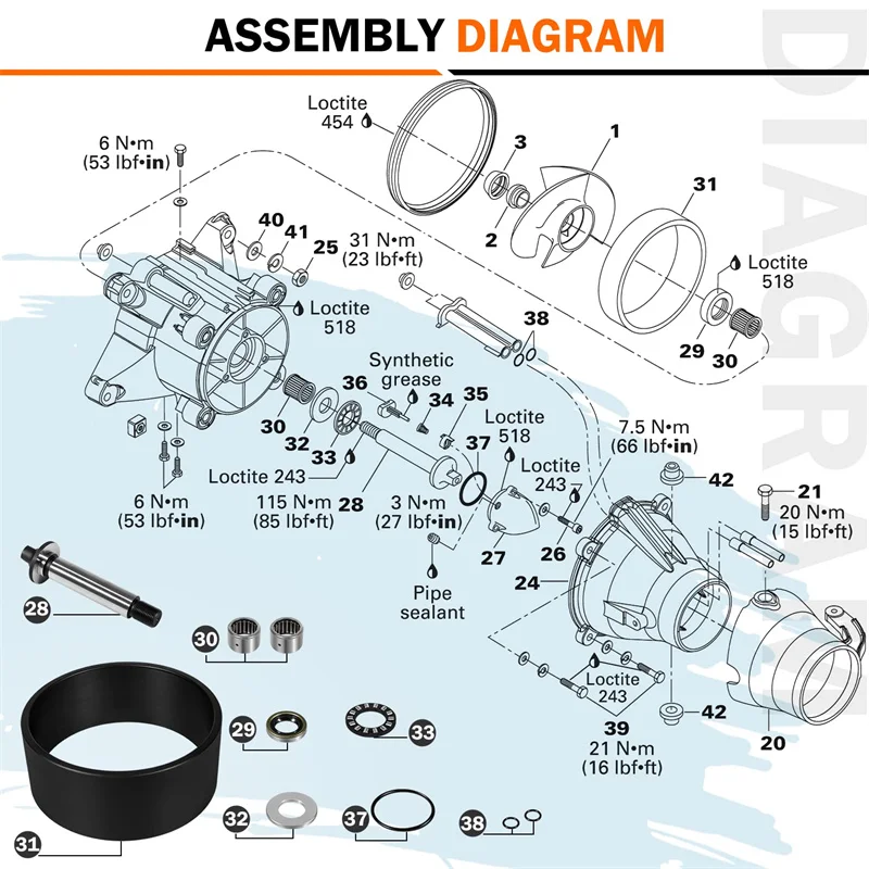 Jet Pump Umbaus atz Laufrad entfernung Installation werkzeug für 2010-2017 seadoo gti gtx rfi rx rxdi xp limitiert 1998-2006 gs gsi hx – Detail 16