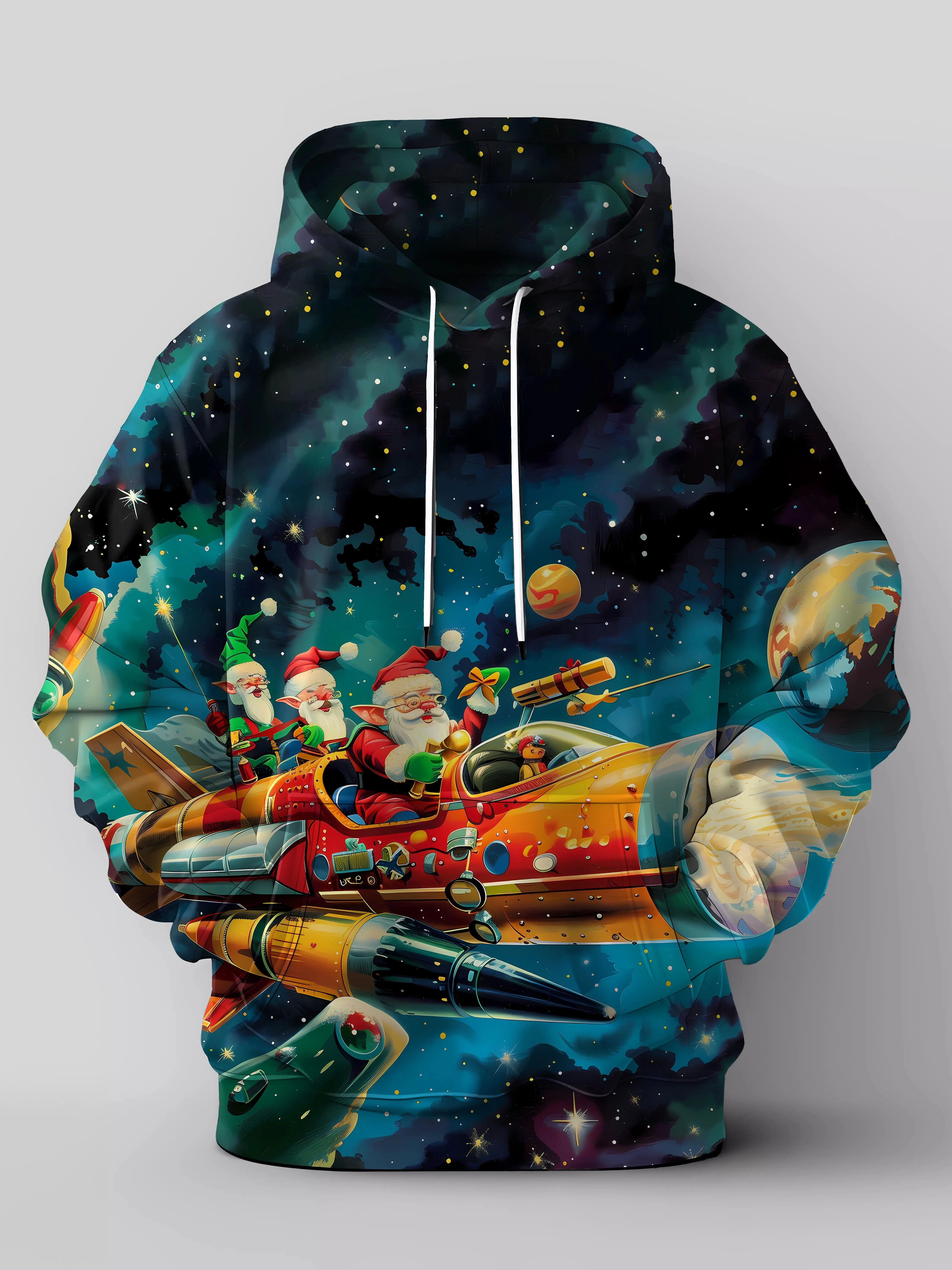 Men\'s Casual Polyester Hoodie with Corgi Christmas Print Hooded Pullover Slight Stretch Festive Pattern Long sleeve Sweatshirt