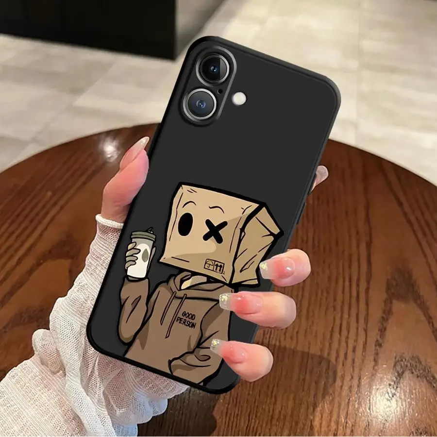 ايمو الكرتون ورقة رجل نمط الحال بالنسبة آيفون SE 14 12 13 Mini 7 8 15 Plus 17Air X XS XR 11 17 16 Pro Max لينة عودة غطاء الهاتف