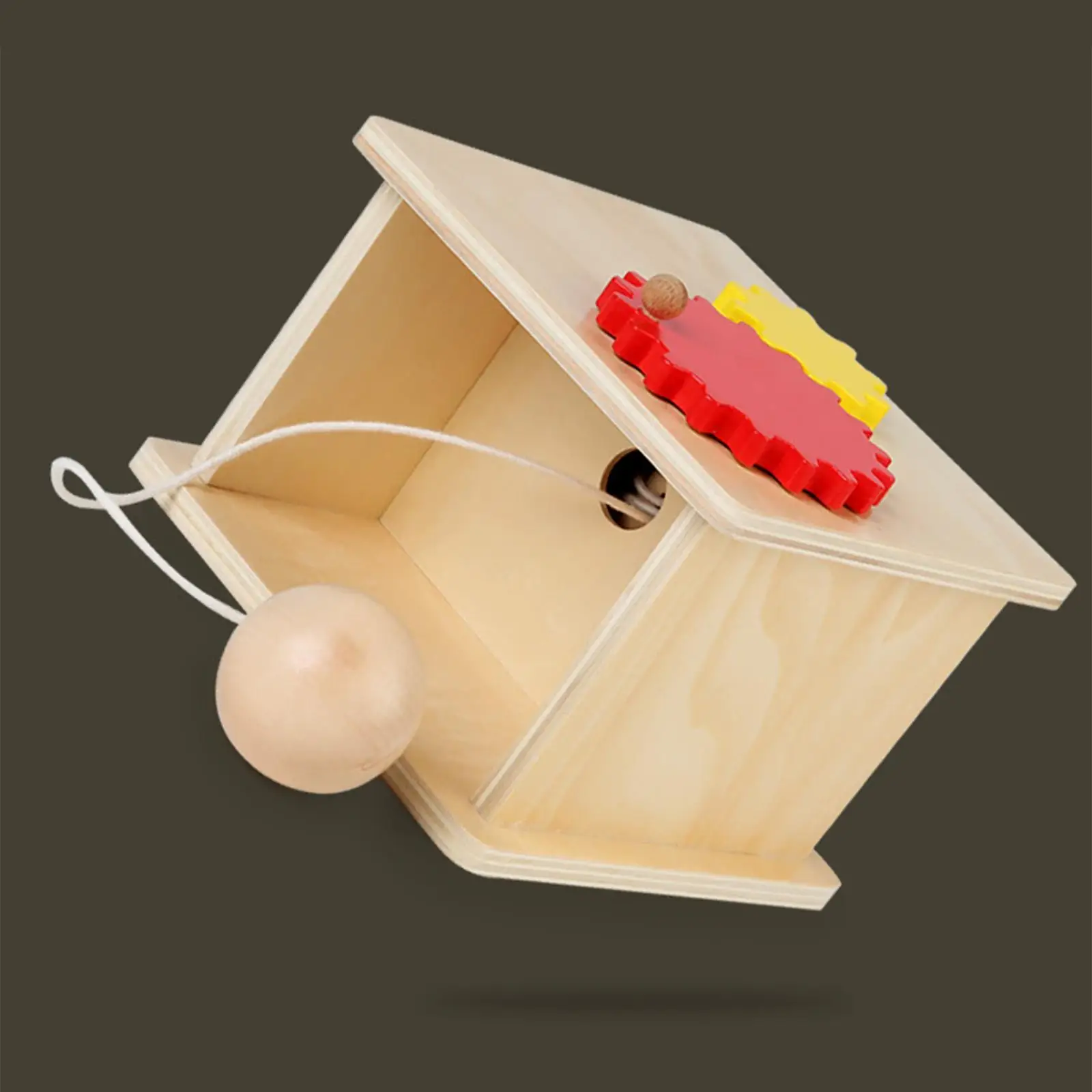 

Preschool Montessori Materials Wooden Winder Education Toys Object Permanence Box Early Learning Tool for 3+ Ages Kids Toddlers