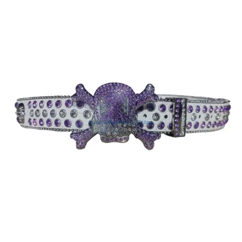 X7XB Multiple Color Belt Gothic Skull Rivet Waist Belt for Music Festivals