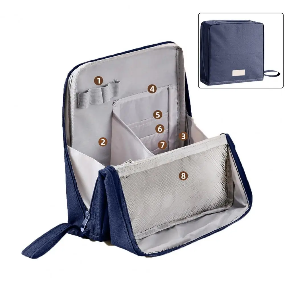 Makeup Bag with Multiple Compartments Oxford Cloth Cosmetic Case Oxford Cloth Standing Makeup Bag with Compartments for Brushes