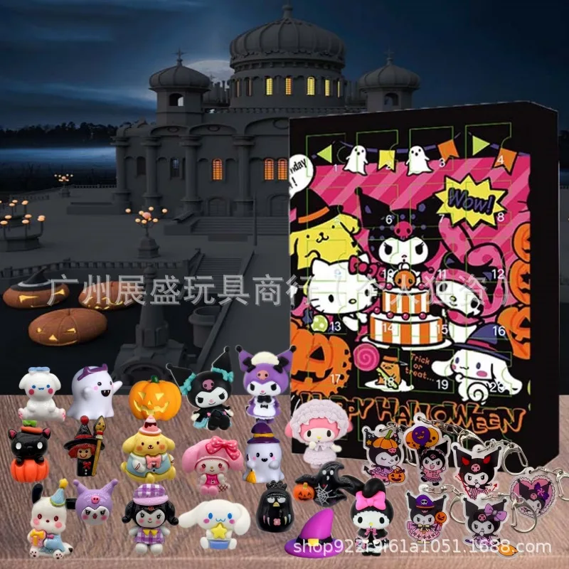 Halloween Hello Kitty Dolls Count Down Open The Box Cute Kawaii Cartoon Sanrio 24 Pcs Calendars Dolls Birthday Girls