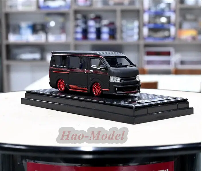 نموذج سيارة محاكاة Diecast من الراتنج لألعاب Hiace MPV ، شاحنة سوداء ، هدايا عيد ميلاد للأولاد ، هواية ، زخارف عرض ، 1:64